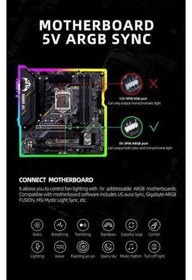 Alt view image 4 of 7 - 12cm RGB Series Case Fan, Wireless RGB LED 120mm Fan,Quiet Edition High Airflow Adjustable Color LED Case Fan For PC Cases