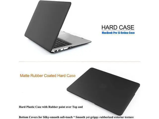 Alt view image 6 of 7 - Macbook Pro 13 inch Retina Case Rubberized Hard Case for MacBook Pro 13.3" with Retina Display A1502 A1425 Shell Cover with Keyboard Skin Black