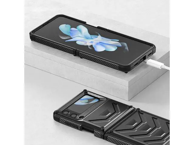 Alt view image 6 of 7 - For Samsung Galaxy Z Flip 4 5G 2022 Case with Slide Camera Cover, Military Grade Heavy Duty Protective Armor Phone Case Shockproof Cover