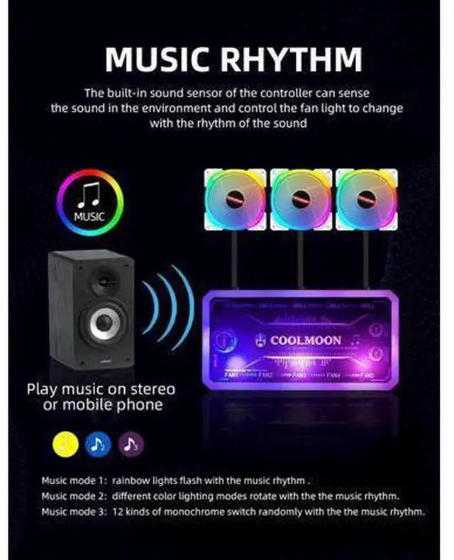 Alt view image 3 of 7 - 12cm RGB Series Case Fan, Wireless RGB LED 120mm Fan,Quiet Edition High Airflow Adjustable Color LED Case Fan For PC Cases