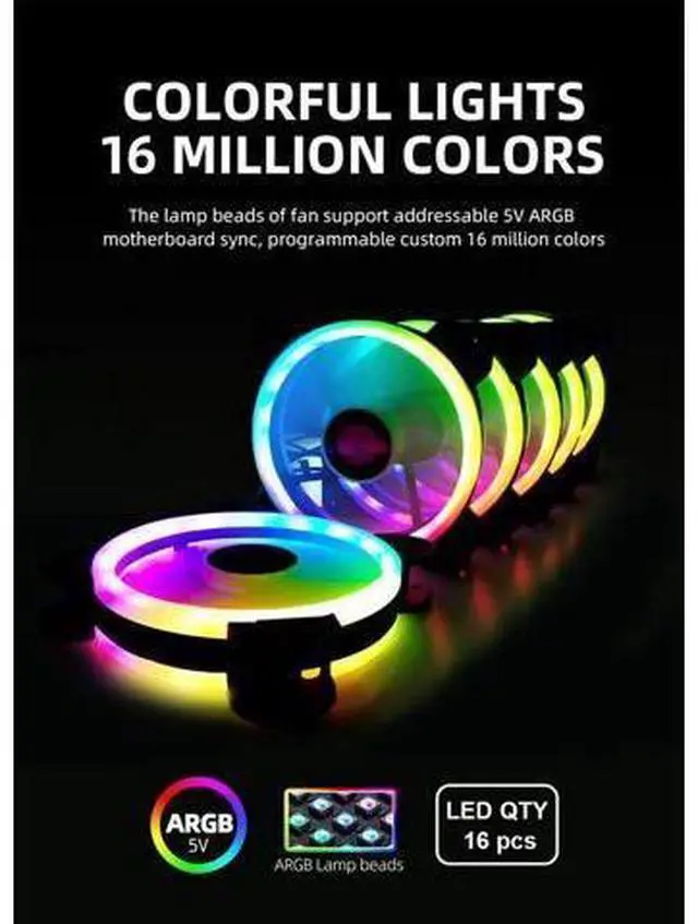 Alt view image 2 of 7 - 12cm RGB Series Case Fan, Wireless RGB LED 120mm Fan,Quiet Edition High Airflow Adjustable Color LED Case Fan For PC Cases