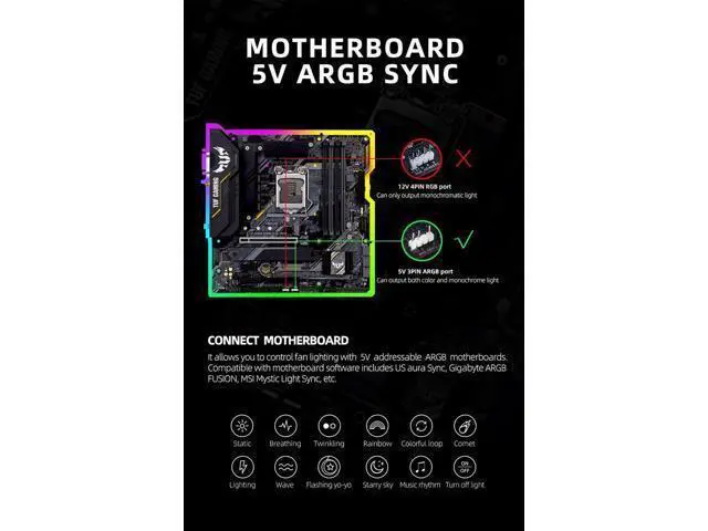 Alt view image 4 of 7 - 12cm RGB Series Case Fan, Wireless RGB LED 120mm Fan,Quiet Edition High Airflow Adjustable Color LED Case Fan For PC Cases