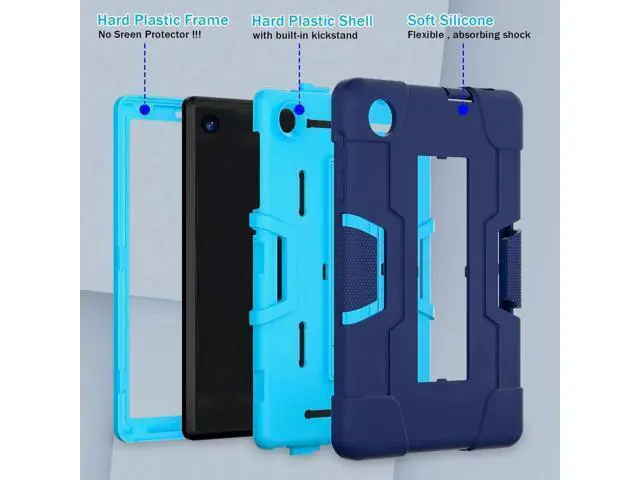 Alt view image 3 of 7 - Protective Case For TCL Tab 8 LE Model 9137W) / TCL Tab 8 WiFi Model 9132X, Shockproof Cover with Kickstand + Universal Stylus Pen Blue