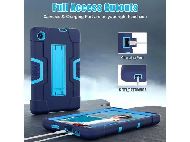 Alt view image 5 of 7 - Protective Case For TCL Tab 8 LE Model 9137W) / TCL Tab 8 WiFi Model 9132X, Shockproof Cover with Kickstand + Universal Stylus Pen Blue