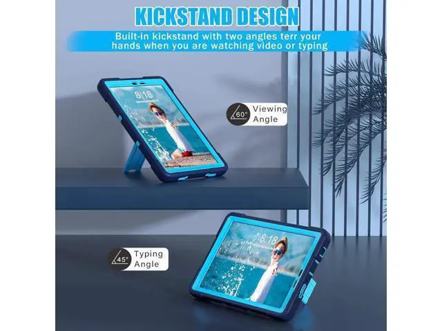 Alt view image 6 of 7 - Protective Case For TCL Tab 8 LE Model 9137W) / TCL Tab 8 WiFi Model 9132X, Shockproof Cover with Kickstand + Universal Stylus Pen Blue