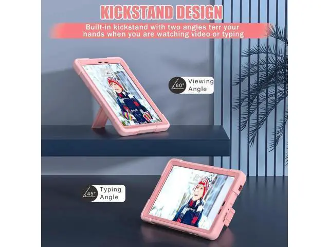 Alt view image 2 of 7 - Protective Case For TCL Tab 8 LE Model 9137W) / TCL Tab 8 WiFi Model 9132X, Shockproof Cover with Kickstand + Universal Stylus Pen Rose Gold