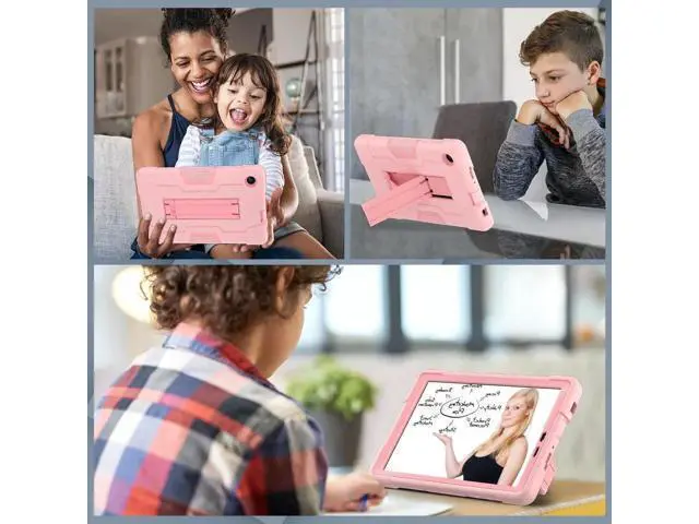 Alt view image 4 of 7 - Protective Case For TCL Tab 8 LE Model 9137W) / TCL Tab 8 WiFi Model 9132X, Shockproof Cover with Kickstand + Universal Stylus Pen Rose Gold