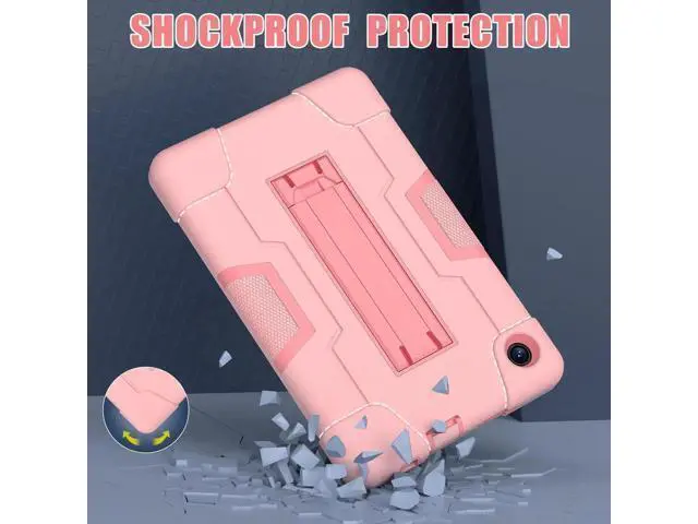 Alt view image 6 of 7 - Protective Case For TCL Tab 8 LE Model 9137W) / TCL Tab 8 WiFi Model 9132X, Shockproof Cover with Kickstand + Universal Stylus Pen Rose Gold