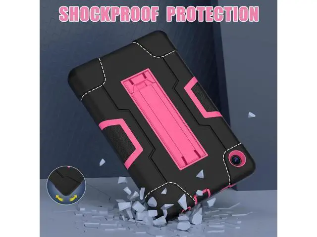 Alt view image 3 of 7 - Protective Case For TCL Tab 8 LE Model 9137W) / TCL Tab 8 WiFi Model 9132X, Shockproof Cover with Kickstand + Universal Stylus Pen Rose Red