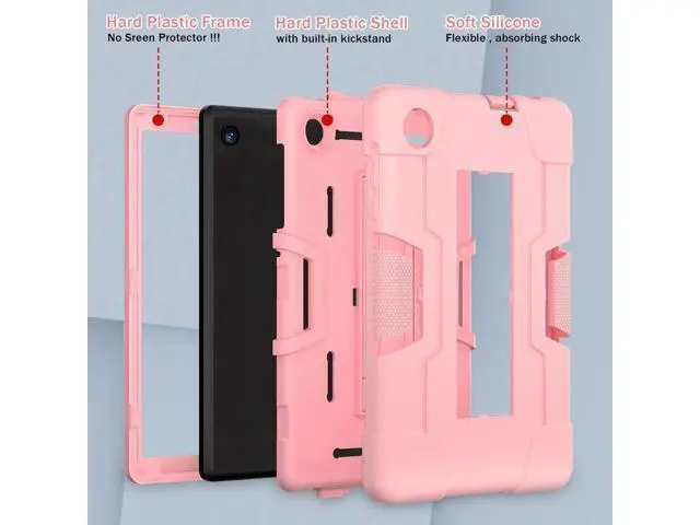 Alt view image 5 of 7 - Protective Case For TCL Tab 8 LE Model 9137W) / TCL Tab 8 WiFi Model 9132X, Shockproof Cover with Kickstand + Universal Stylus Pen Rose Gold