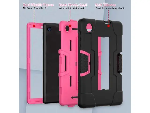 Alt view image 4 of 7 - Protective Case For TCL Tab 8 LE Model 9137W) / TCL Tab 8 WiFi Model 9132X, Shockproof Cover with Kickstand + Universal Stylus Pen Rose Red