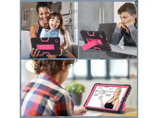 Alt view image 6 of 7 - Protective Case For TCL Tab 8 LE Model 9137W) / TCL Tab 8 WiFi Model 9132X, Shockproof Cover with Kickstand + Universal Stylus Pen Rose Red