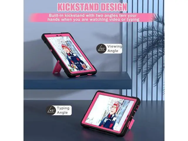 Alt view image 7 of 7 - Protective Case For TCL Tab 8 LE Model 9137W) / TCL Tab 8 WiFi Model 9132X, Shockproof Cover with Kickstand + Universal Stylus Pen Rose Red
