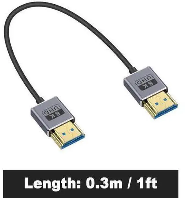 Alt view image 2 of 7 - Ultra Thin 8K Short HDMI Cable 1FT, Ultra Thin/coaxial Short HDMI Male to Male Cable 48Gbps, HDMI 2.1 Cable OD2.5mm, Support 8K@60Hz, 4K@240Hz, eARC, for Camera, Monitor, HDTV