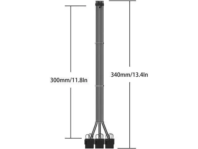 Alt view image 7 of 7 - 16Pin Cable,PCIE GPU Cables,Sleeved 12vhpwr PSU Extension Cable,Mini 12+4 Pin Connector for RTX 3090Ti,4070Ti 4080,4090 Graphics Card Power Supply 16AWG Black