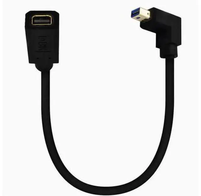 Main image of Gold plated 1.4 Mini DP male to female extension cable 8K Elbow Mini DisplayPort HD cable Down Angle