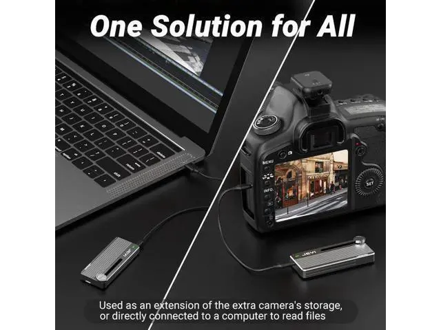 Alt view image 2 of 7 - M.2 NVMe SSD Enclosure with Camera Mounting Screw, USB 3.1 Gen2 10Gbps Transfer Camera Footage, Compatible with PC, phone