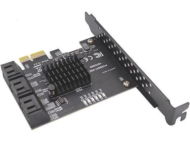 Alt view image 4 of 5 - PCIe SATA Card, PCI-E 1X3.0 to 6 Port SATA Card, SATA Controller Expansion Card with Low Profile Bracket, Non-Raid, Boot as System Disk, Support 6 SATA 3.0 Devices