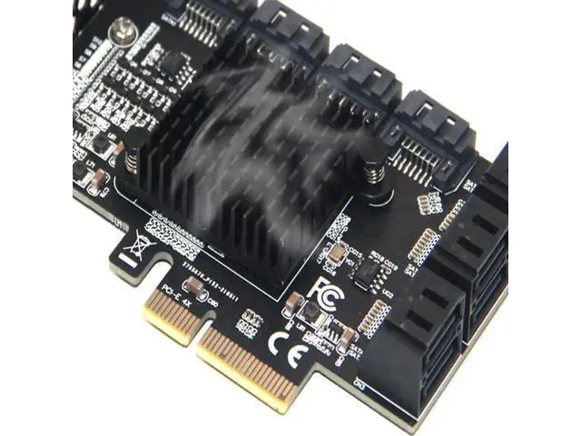 Alt view image 2 of 7 - Chi a Mining Riser 10 Port PCIE SATA Card PCI Express SATA Controller PCIE to SATA3 Expansion Card PCI E X4 SATA 3 6Gbps ASM1166