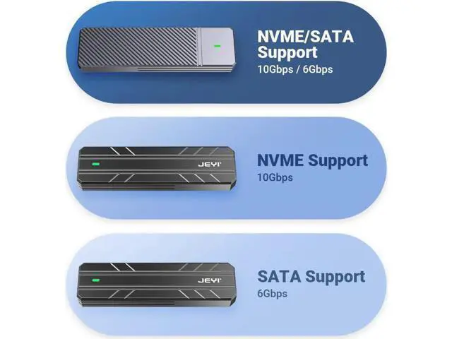 Alt view image 7 of 7 - M.2 NVME SATA SSD Enclosure, USB C 3.2 Gen 2 10Gbps or 6Gbps SATA M-Key(B+M Key) SSD Reader Dual Protocol Hard Disk Case SATA