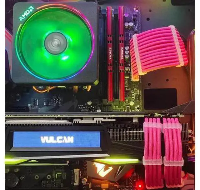 Alt view image 4 of 4 - PSU Cable Extension Kit 30CM Length with Cable Combs 1x24Pin/1x8Pin(4+4) EPS/2x8Pin(6P+2P) PCI-E/PC Sleeved Cable for ATX Power Supply (Pink)