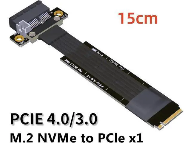 Alt view image 7 of 7 - M.2 NVMe PCIE 1x 4.0 to M.2 NVMe Key M Riser Adapter Card Extension female chassis M2 PCI-Express X1 Sata Power Cord Red