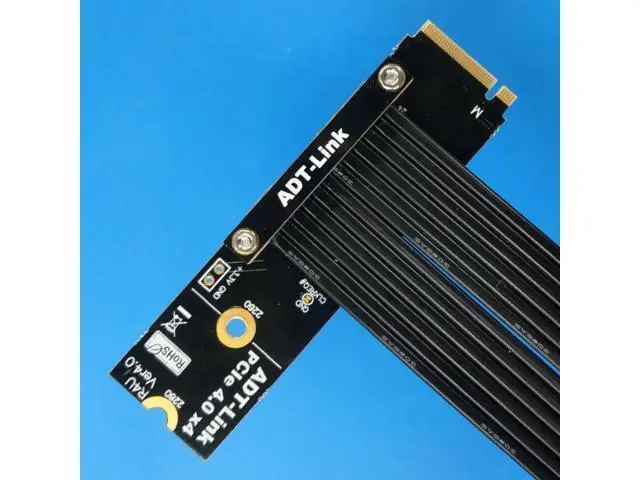 Alt view image 2 of 7 - PCI-E 4.0 16x PCIe x16 Extender to M2 M.2 NVMe M-Key Riser Card Extension Cord Gen4.0 64Gbps with Sata Power Cable