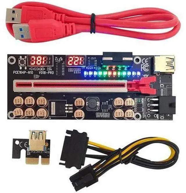 Main image of 8X VER018 PRO PCI-E Riser Card USB 3.0 Cable 018 PLUS PCI Express 1X To 16X Extender Pcie Adapter For BTC Mining(Red)