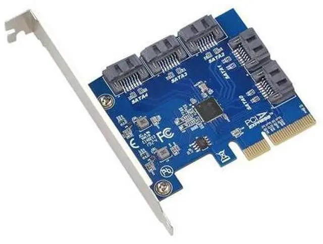 Main image of PCI-E Riser Card PCIE 3.0-4X to 5 SATA Expansion Card PCIE to SATA Riser Card Adapter Card for PC-AB01