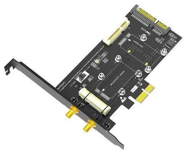 Main image of 2In1 Combo Mini PCIE to PCI-E 1X Adapter and MSATA to SATA3 Adapter with SIM Card Slot for WiFi/ 3G/4G/LTE/ Msata SSD-AB01