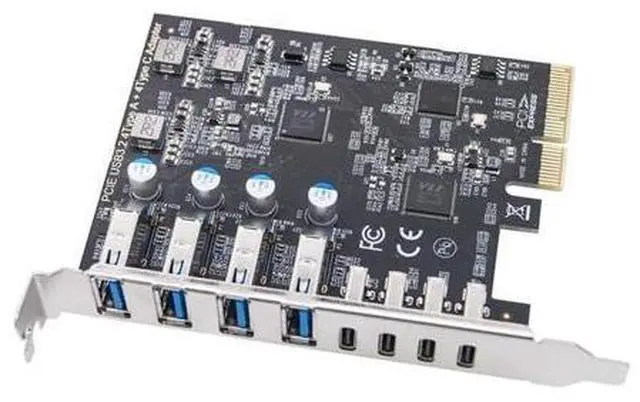Main image of PCIE USB3.2 GEN2 10Gbps Expansion Card PCI Express X4 to 4 Port TYPE A + 4 Port TYPE C Adapter USB HUB for Desktop PC-AB01