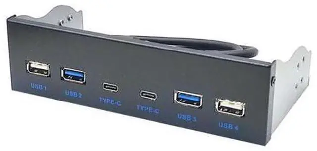 Main image of USB 3.0 Front Panel for Desktop 5.25In CD-ROM Drive Bay USB3.0/3.2 19Pin USB2.0 9Pin to 2x USB Type C+2x USB3.0+2xUSB2.0-AB01