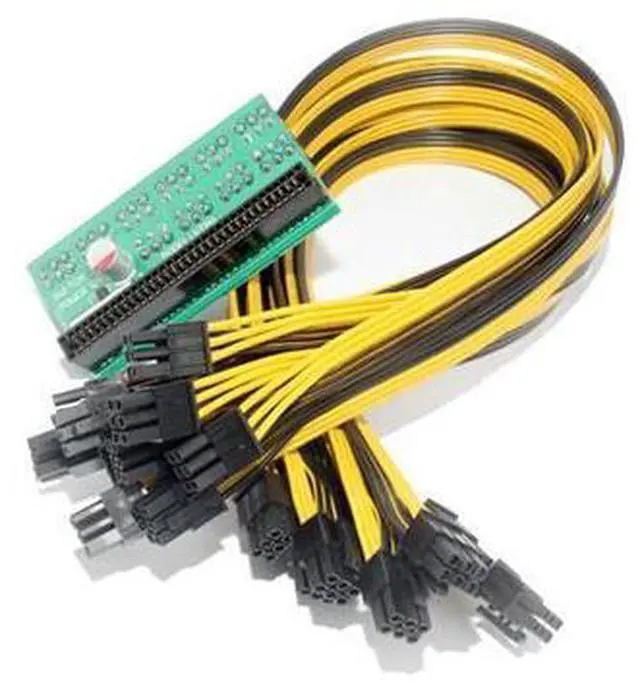 Main image of 10 Port 6Pin Breakout Adapter Board With 10PCS 50CM UL 1007 6Pin Male to 6Pin Male Cable 18AWG Wire Mining Power Supply Kit