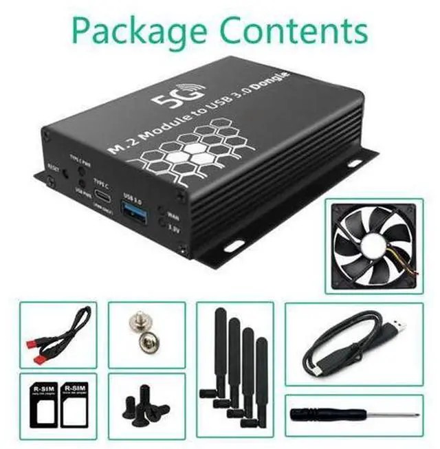 Main image of M.2 NGFF 4G/5G Module to USB 3.0 Adapter M2 Wifi Card Converter Riser Board with Antenna Cooler Fan SIM Card Slot-AB01