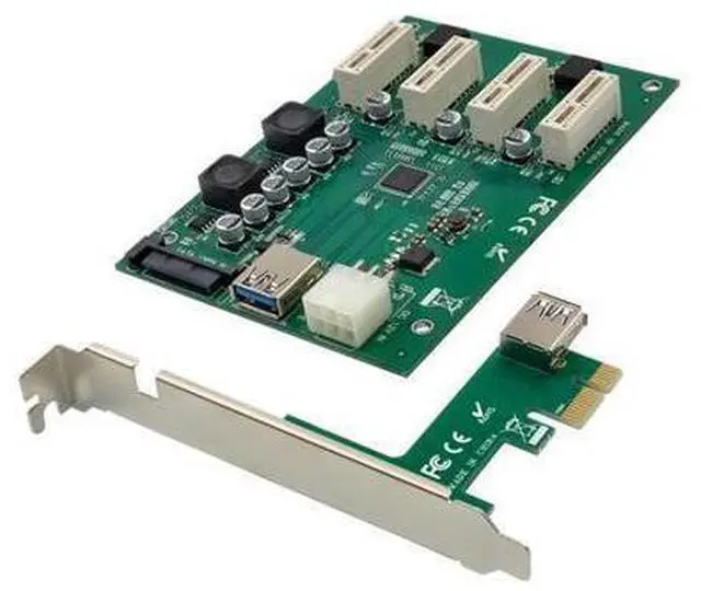 Main image of PCIe 1 to 4 PCI Express 1X Slots Riser Card Mini ITX to External 4 PCI-e Slot Adapter PCIe Port Multiplier Card ASM1184e