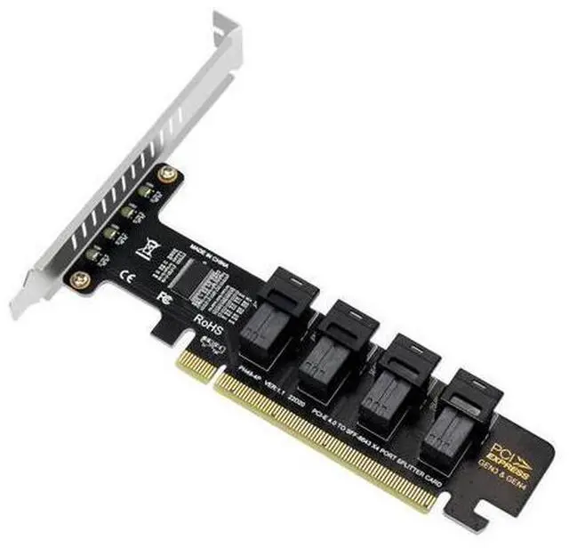 Main image of U.2 SFF-8643 Expansion Card PCI-E 16X to 4 Ports U.2 SFF-8639 NVME PCIe SSD Adapter VROC Raid0 Hyper for Mainboard SSD