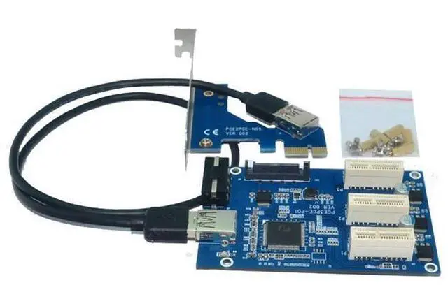 Main image of External & Internal 1 to 3 PCI express 1X slots Riser Card Expansion adapter PCI-e Port Multiplier