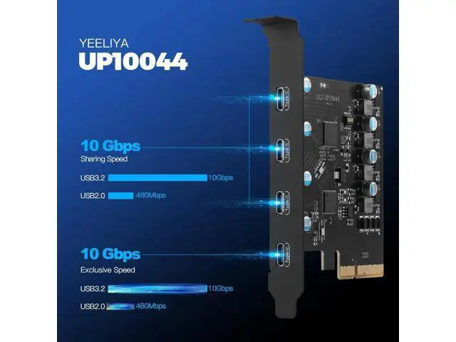 Main image of Effortlessly Connect USB Type C Devices to Your Desktop with PCIe X4 to 4 Port USB3.2 Gen2 Type C Converter Card