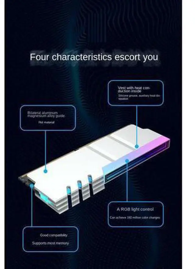 Main image of Computer DDR4 DDR5 5V ARGB Sync Memory Radiator PC RGB Colorful RAM Heatsink Cooler Cooling Shim Armor Silver White-AB01