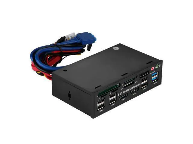 Alt view image 3 of 4 - Multifuntion 5.25" Media Dashboard Card Reader USB 2.0 USB 3.0 20 pin e-SATA SATA Front Panel
