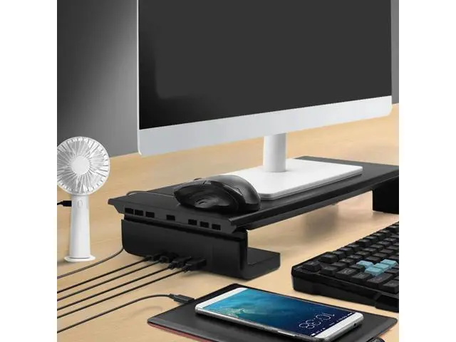 Alt view image 4 of 4 - Desktop Monitor Stand Computer Raised Frame Folding Desktop Raised Frame Portable Charging Storage Stand For Computer