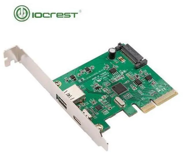 Main image of IOCREST PCI Express to USB3.1 USB-C+ USB3.1 Type-A host controller card up to USB3.1 Gen-II 10Gbps supper speed+ ASM3142 Chipset