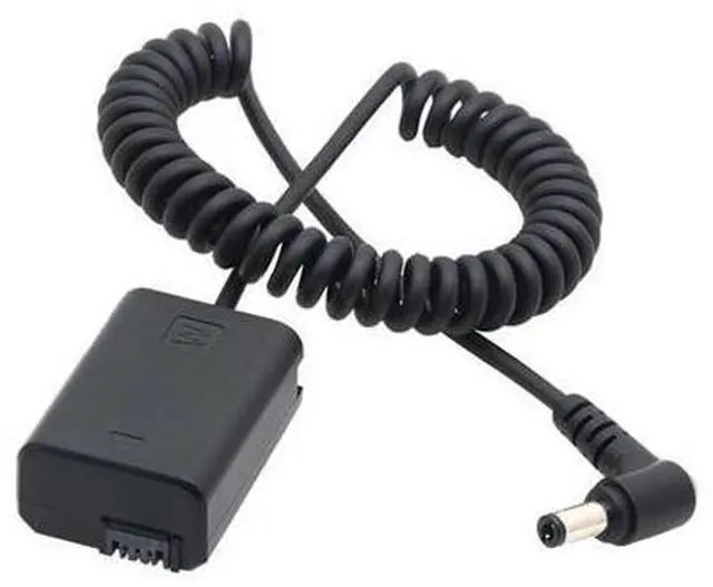 Main image of NP-FW50 Dummy Pack Coupler Adapter with DC Male Connector Power Coiled Cable for A6500 A6300 A6000 A7 A72