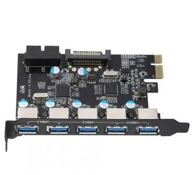 Main image of PCIE To 7 ports USB3.0 hub PCI-E Expansion PCI Express Card Adapter SATA supply 4pin internal 19pin VLA chispet