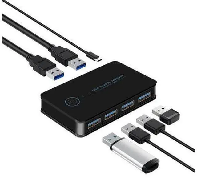 Main image of USB KVM Switch USB Shared Switcher 2 in 4 Out for Laptop PC Keyboard Mouse Printer USB Switch Hub Adapter USB 3.0-AB01