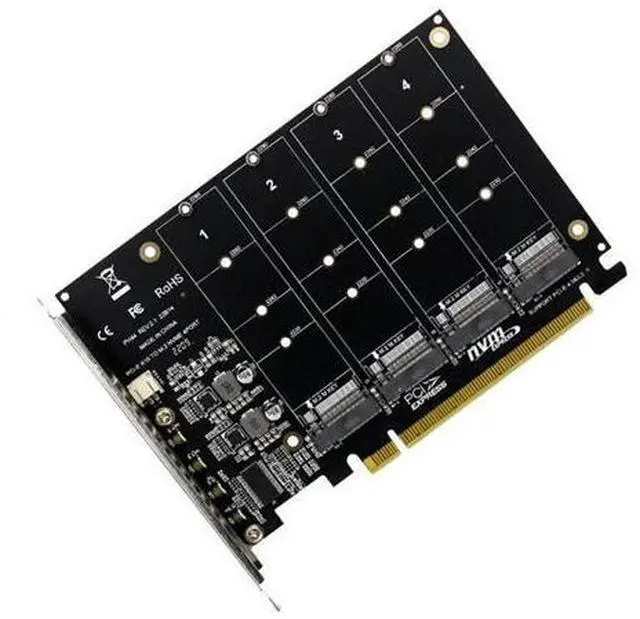 Main image of 4 Port M.2 NVMe SSD To PCIE X16M Key Hard Drive Converter Reader Expansion Card, 4 X 32Gbps Transfer Speed-AB01