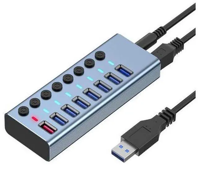 Main image of 8 Ports USB3.0 Splitter Computer Extender USB HUB 2.4A Fast Charging Port External 12V Power Supply -EU Plug