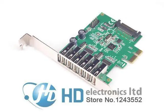 Main image of 6 Ports USB 2.0 PCIE HUB CARD Renesas usb expansion USB 2.0 PCI-Express card (6 external Ports and 2 internal Ports)