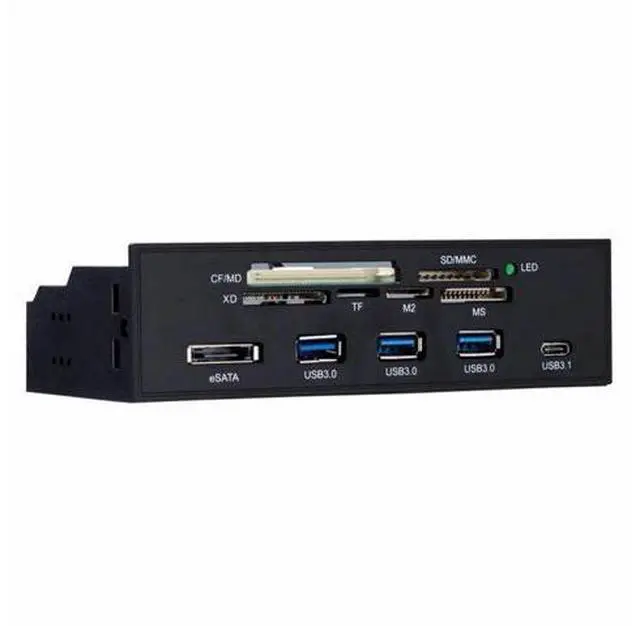 Main image of 5.25 inchs Drive bay Multifunction Internal Card Reader USB eSATA Dashboard PC Front Panel USB3.1 M2 MSO SD MS XD 64G CF Card