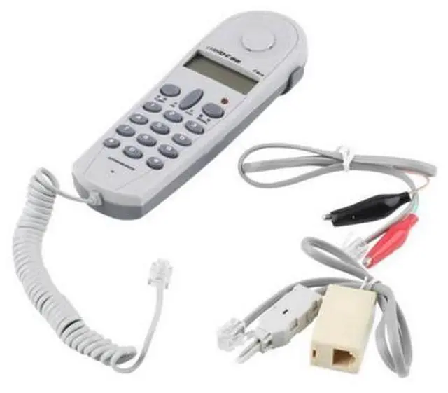 Main image of Telephone Phone Butt Test Tester Lineman Tool Network Cable Set Device C019 Check for Telephone Line Fault Grey White